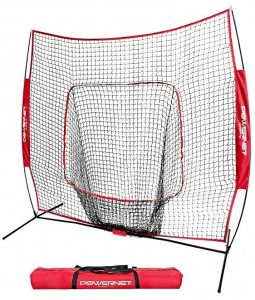 PowerNet Baseball and Softball Practice Net 7 x 7 with bow frame